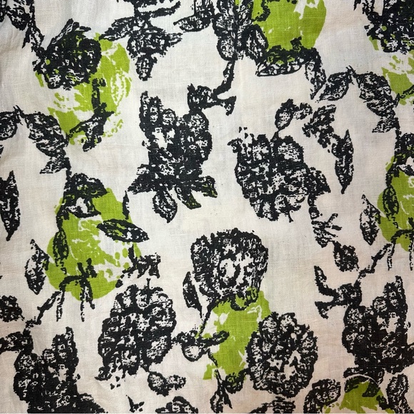 Snapdragon & Twig 100% Linen Orbit Green Cream Black Floral Oversized Dress XS - Picture 11 of 16